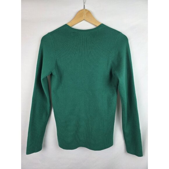 Express Womens Sweater Size Large Emerald Green V-Neck Soft Knit Long Sleeve Top - Picture 9 of 10